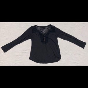 Lace trim detail long sleeve shirt